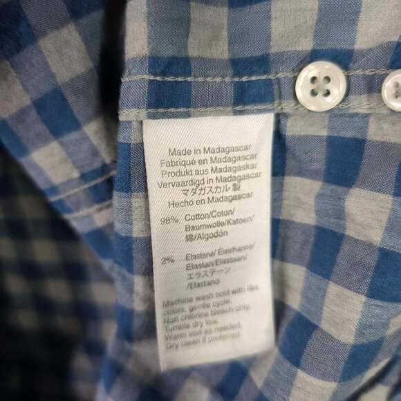 Mens J.Crew Blue & White Gingham Shirt Secret Wash Cotton Stretch Size M - Picture 3 of 7